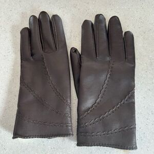 Vintage Gloves Women’s Med. Brown w. Rabbit Fur Trim Interior Made in Taiwan
